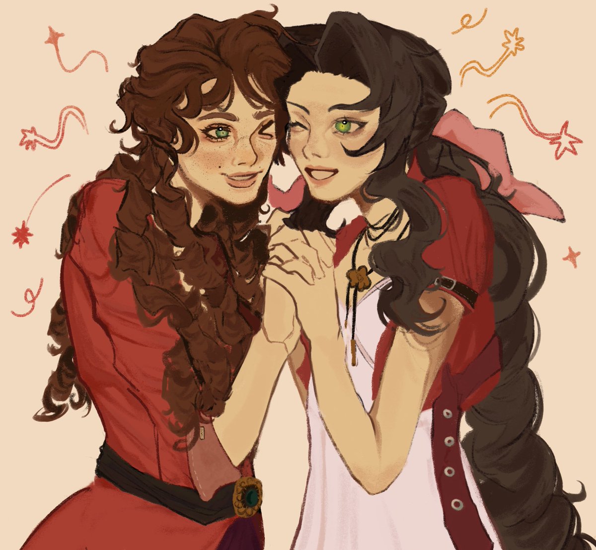 aeryiths's tweet image. drawing your faves together is actually so healing,,,
#rdr2 #ff7