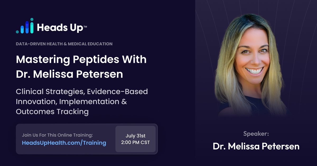 Health professionals: You're invited to Mastering Peptides, a live training designed to show you how top clinics are using peptides to improve outcomes, optimize longevity, and drive data-informed care.
 proghl.headsuphealth.com/mastering-pept…

#peptides