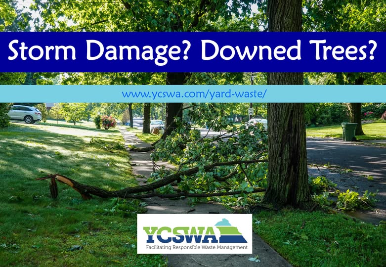 Storm Damage? Downed Trees? For a minimum fee of $20 you can dispose of up to 480 pounds of waste. For more detailed information on yard waste disposal visit ycswa.com/yard-waste/  ! Visit ycswa.com/services/house… for YCRRC hours of operations and fee information.