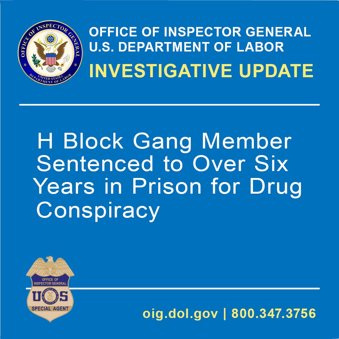 DOL OIG (@doloig) on Twitter photo DOL-OIG Investigative Update: H Block Gang Member Sentenced to Over Six Years in Prison for Drug Conspiracy
oig.dol.gov/public/Press%2… <a href="/DMAnews1/">U.S. Attorney Massachusetts</a>
For more about the work of the DOL-OIG, visit oig.dol.gov. DOL-OIG Investigative Update: H Block Gang Member Sentenced to Over Six Years in Prison for Drug Conspiracy
oig.dol.gov/public/Press%2… <a href="/DMAnews1/">U.S. Attorney Massachusetts</a>
For more about the work of the DOL-OIG, visit oig.dol.gov.