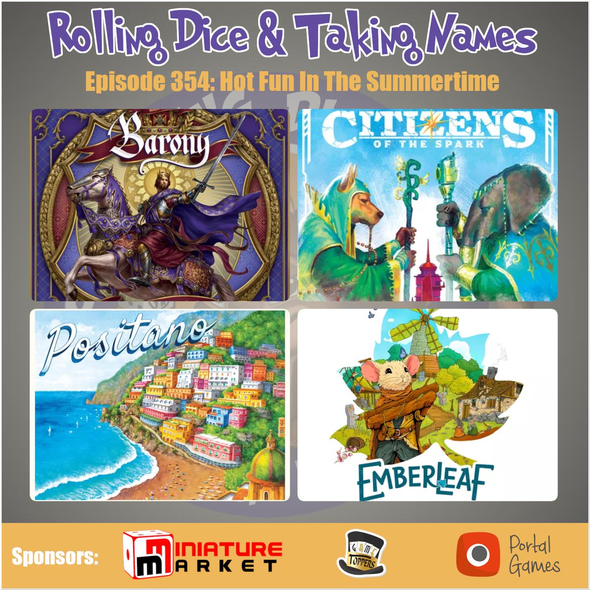 DiceAndNames's tweet image. In todays episode, we try out a some hot new games like Citizens of the Spark, Positano and Emberleaf. Plus an early contender for Game of the Year, Barony rolldicetakenames.com/episode355/