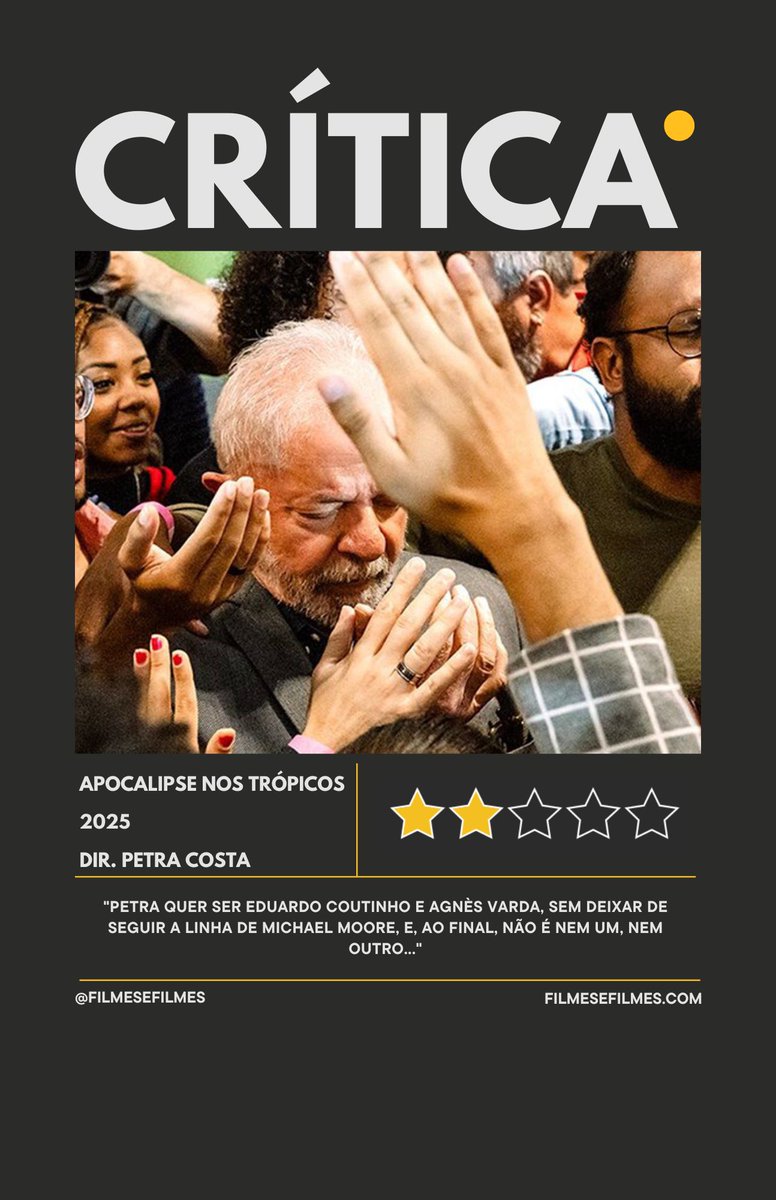 filmes_e_filmes's tweet image. Confira em nosso site a crítica completa do aguardado documentário dirigido por Petra Costa, que já está disponível no catálogo da @NetflixBrasil.🎬🇧🇷

#apocalipsenostropicos #petracosta #netflix #netflixbrasil #critica