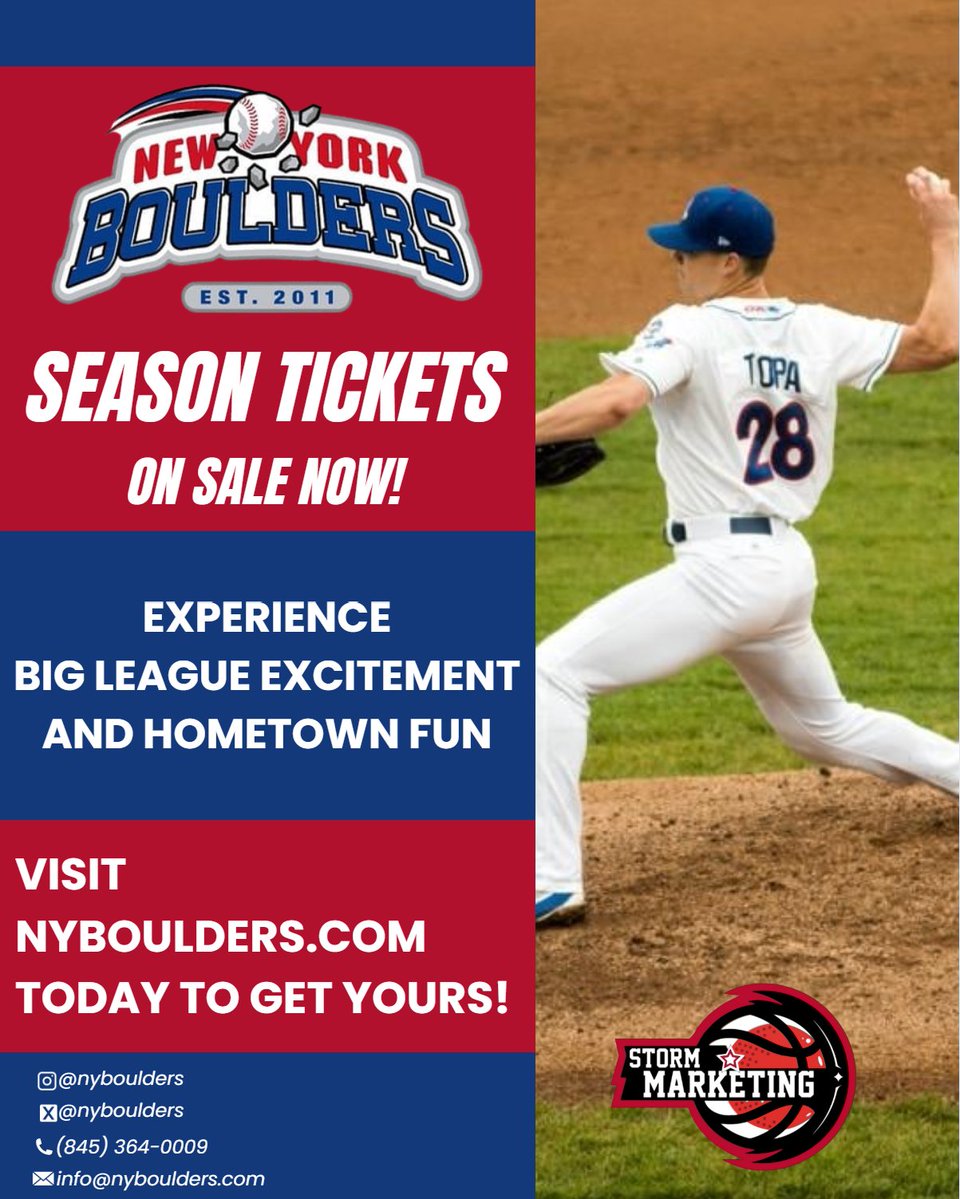 StormMarketing4's tweet image. New York Boulders Season Tickets are available on their website!
Make the Boulders apart of your summer plans by visiting Nyboulders.com