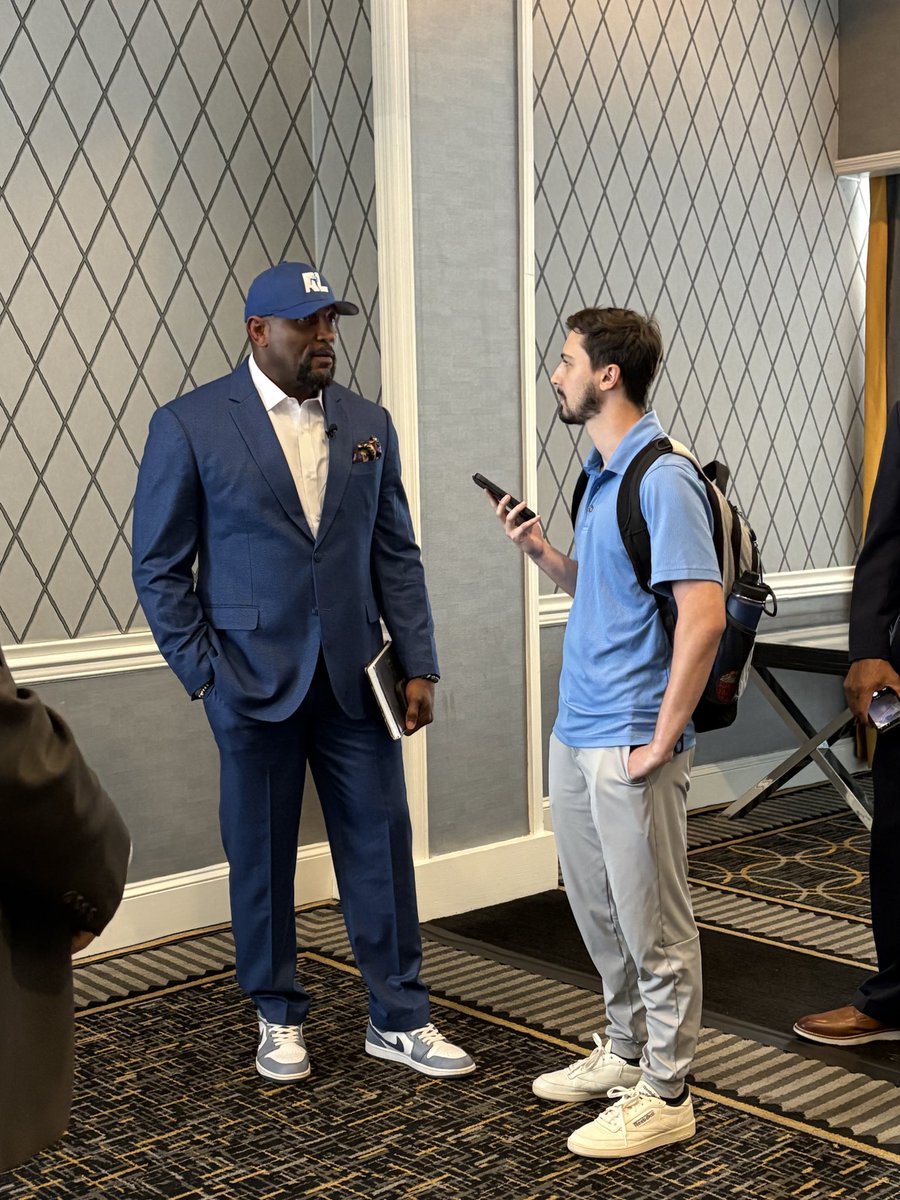 Our #TDClubLuncheon speaker Ray Lewis takes a minute to catch up with <a href="/sportingnews/">The Sporting News</a>!