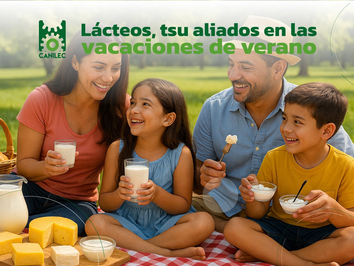 Los lácteos son tus aliados este verano: Vitamina D protege tu piel al sol, calcio fortalece huesos para paseos y potasio evita calambres Disfruta licuados, quesos duros en picnics y yogurt bebible post playa. Nutrición y practicidad bajo el sol #Canilec #SectorLácteo #Verano2025