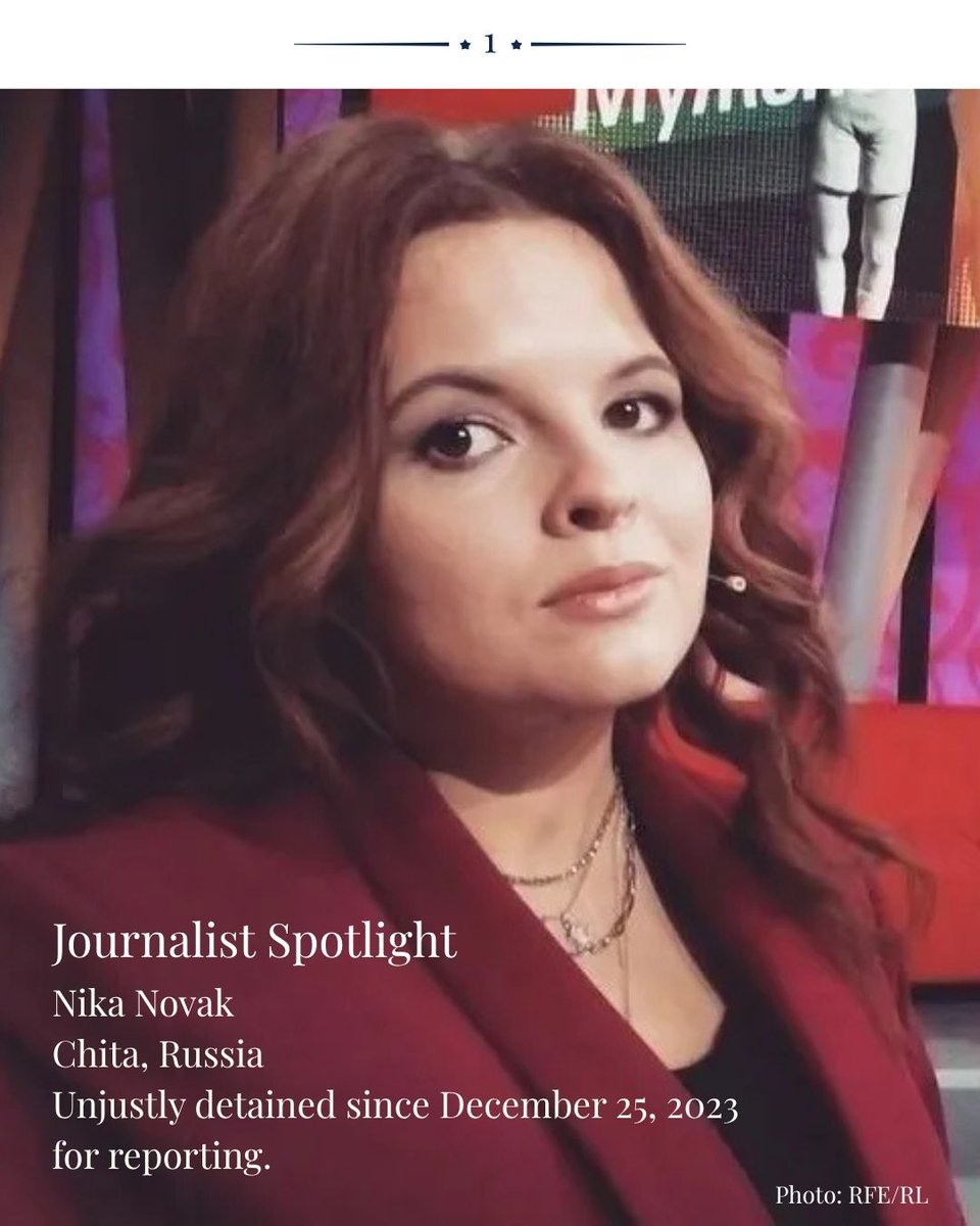 PFC_NPC's tweet image. Today is Nika Novak's 33rd birthday. She is spending it in a penal colony in Russia. Her only crime? Reporting the truth.
#JournalismIsNotACrime #FreeNika @RFERL