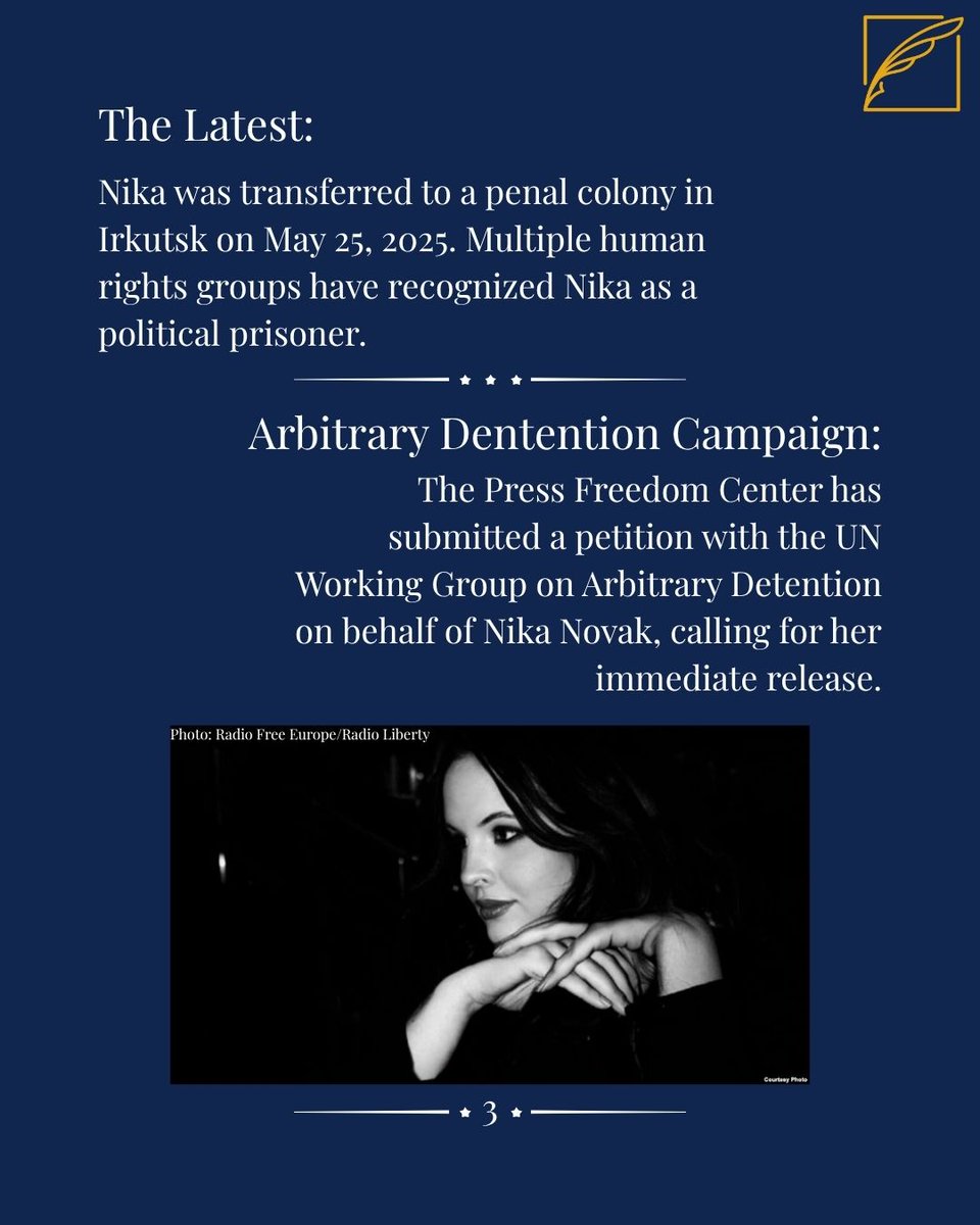 PFC_NPC's tweet image. Today is Nika Novak's 33rd birthday. She is spending it in a penal colony in Russia. Her only crime? Reporting the truth.
#JournalismIsNotACrime #FreeNika @RFERL