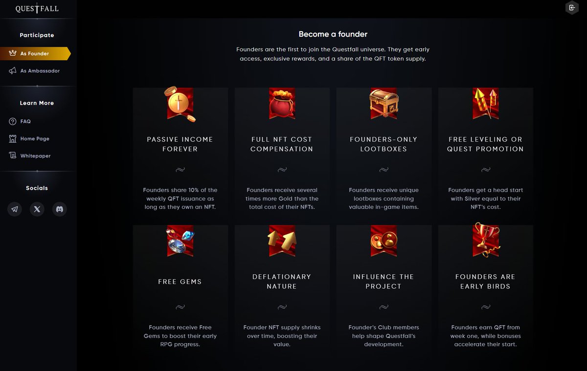 QuestfallHQ's tweet image. 🚀 The Founder &amp;amp; Ambassador Dashboard is LIVE!

👑Founders – explore your benefits.
📢Ambassadors – generate your code and earn up to 25% commission.

👉 Dive in now! app.questfall.xyz