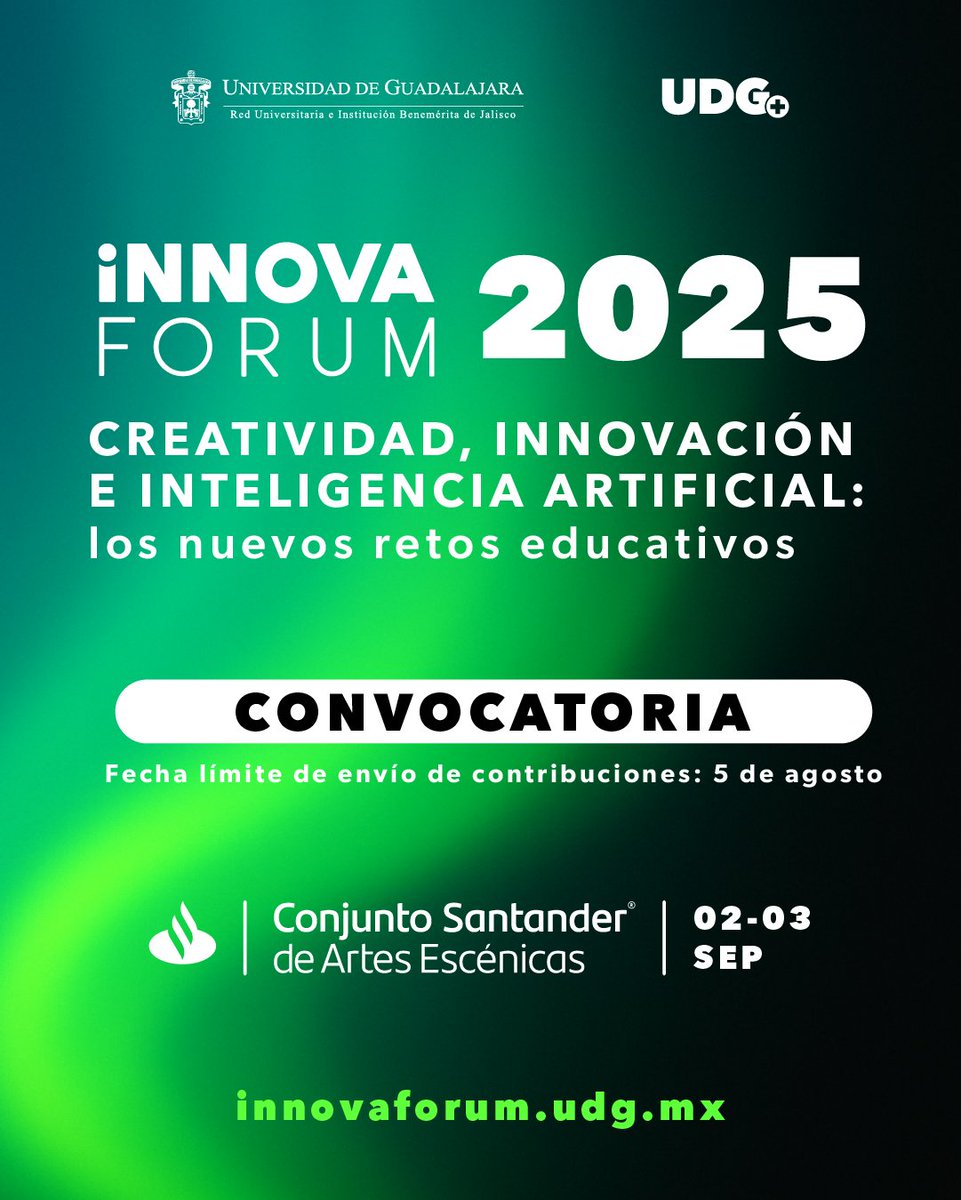 ¡#ComunidadCUCS, les invitamos a participar en iNNOVA FORUM 2025! 👨‍💻

Si eres docente, investigador o estudiante, participa con una ponencia o charla relámpago sobre innovación educativa, IA o aprendizaje digital.

🔗 Consulta las bases en: innovaforum.udg.mx