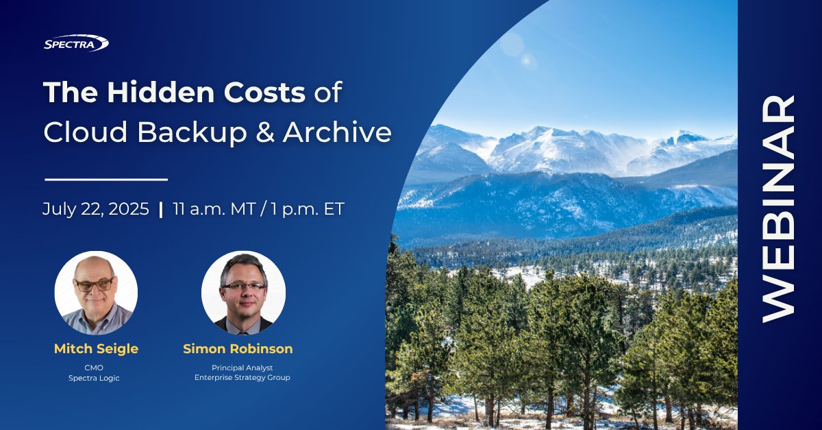 Spectra Logic (@spectralogic) on Twitter photo Cloud storage may seem cost-effective — until it isn't.
Explore the risks of cloud-only storage by joining Spectra Logic and <a href="/esg_global/">Enterprise Strategy Group</a> for an insightful fireside chat on July 22 at 11 a.m. MT/1 p.m. ET.
Register for for this must-see webinar here: sl.spectralogic.com/3TItFiG Cloud storage may seem cost-effective — until it isn't.
Explore the risks of cloud-only storage by joining Spectra Logic and <a href="/esg_global/">Enterprise Strategy Group</a> for an insightful fireside chat on July 22 at 11 a.m. MT/1 p.m. ET.
Register for for this must-see webinar here: sl.spectralogic.com/3TItFiG