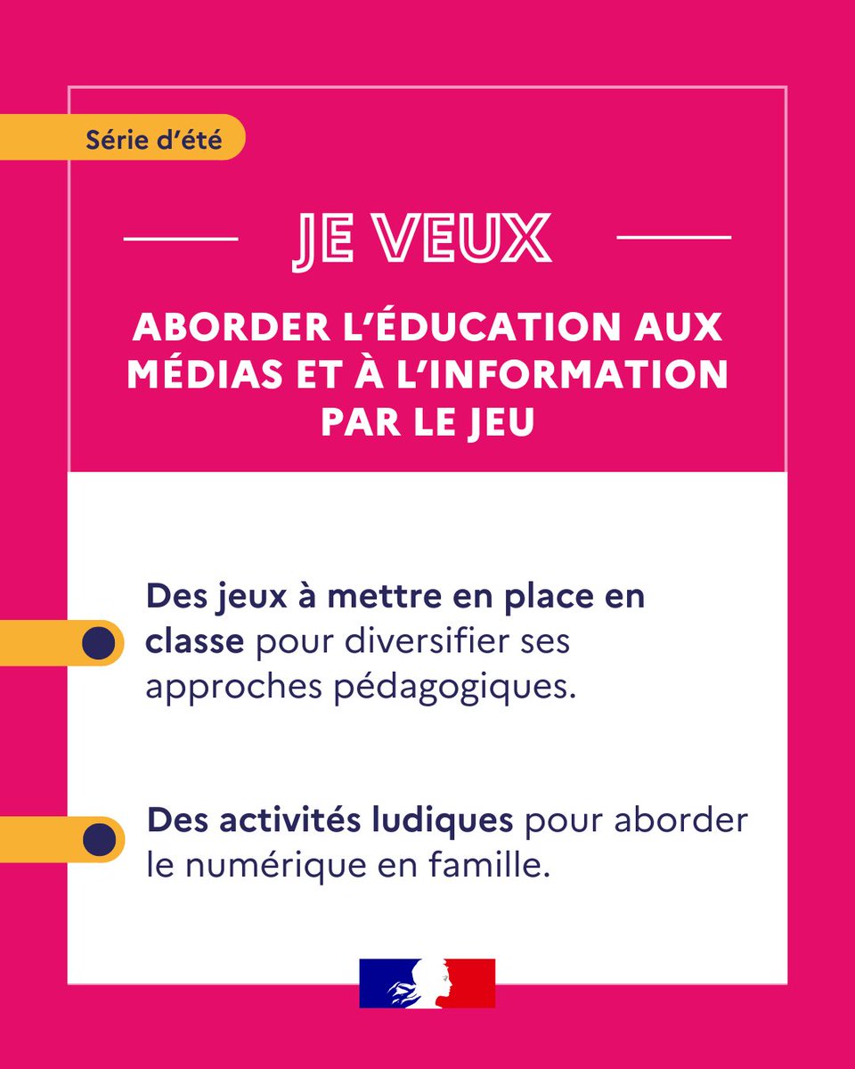 LeCLEMI's tweet image. 🧩Aborder l’#EducMédiasInfo par le jeu ! Idéal pour faire comprendre autrement aux élèves ses enjeux, appréhender ses notions et pour diversifier les approches pédagogiques.
Découvrez notre sélection de jeux à mettre en place en classe et inspirez-vous ! clemi.fr/les-objectifs/…