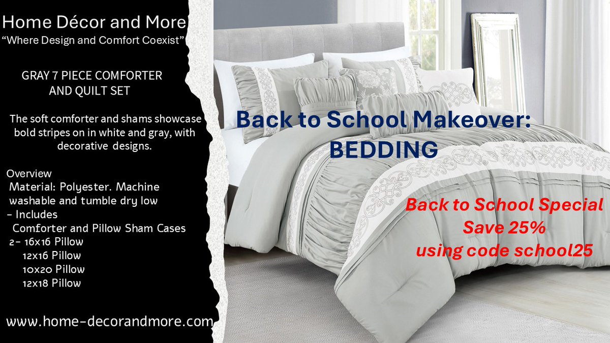 homedecorndmore's tweet image. 🏫 Heading to campus or updating at home?
Our new bedding collections bring comfort &amp;amp; style to every room.
💛 25% OFF for a limited time!
🛒 home-decorandmore.com
#BackToSchoolDeals #BeddingSale