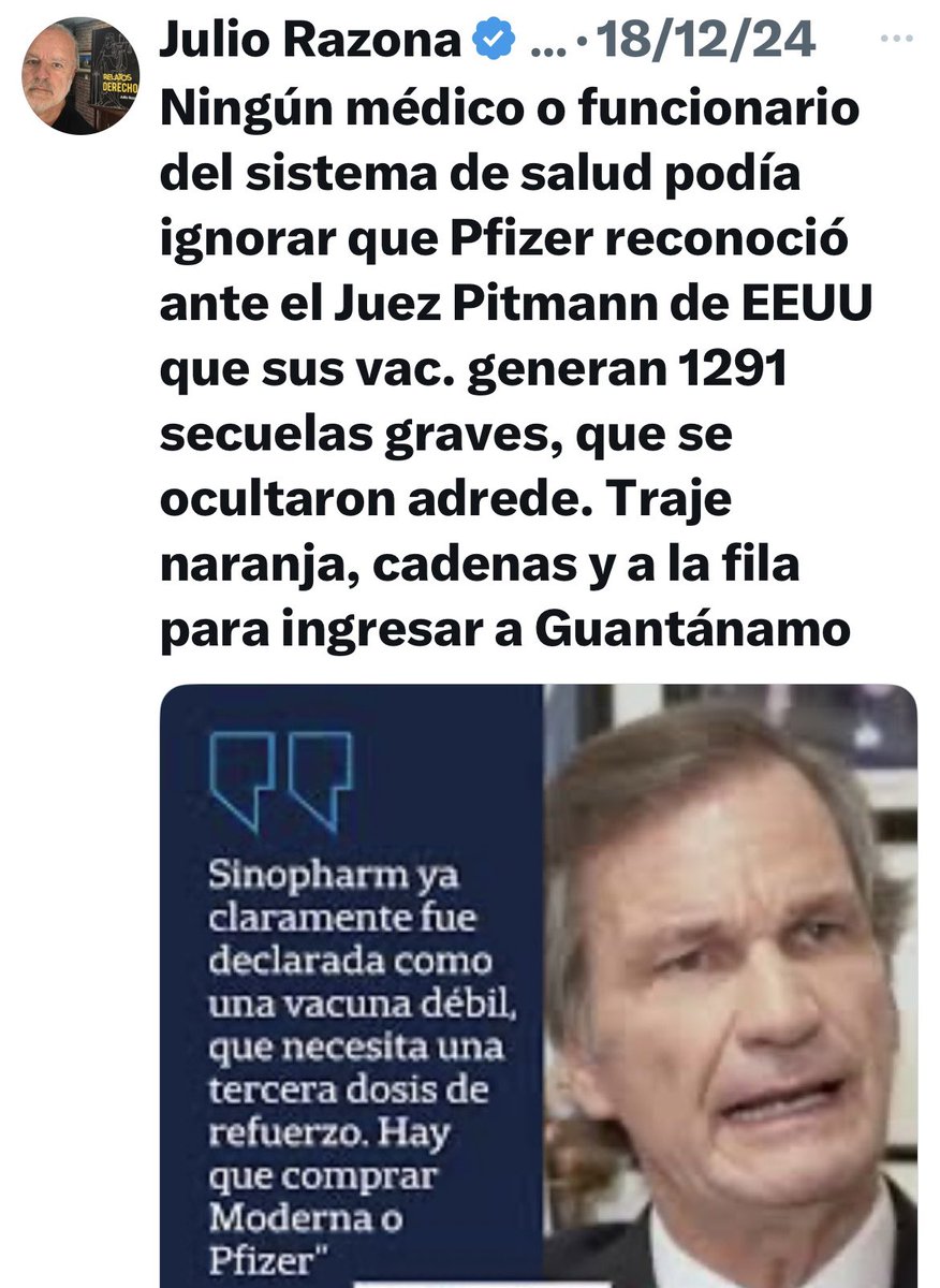 Conrado Estol habla de prevención de ACV, pero se olvidó de mencionar las secuelas gravísimas reconocidas por la misma Pfizer, de su vacuna C 19, de la que ha sido su visitador telemédico. Hipocresía de sicario de la Agenda 2030