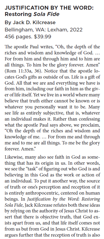 SeelsorgerEditor (@editseelsorger) on Twitter photo Here's another teaser of what our book review section of Seelsorger has to offer. This is an excerpt of the review of "Justification by the Word" by <a href="/jack_kilcrease/">Jack Kilcrease</a>. Review written by Pr. Timothy Mech.
Get your copy of Seelsorger by following the link in the comments. Here's another teaser of what our book review section of Seelsorger has to offer. This is an excerpt of the review of "Justification by the Word" by <a href="/jack_kilcrease/">Jack Kilcrease</a>. Review written by Pr. Timothy Mech.
Get your copy of Seelsorger by following the link in the comments.