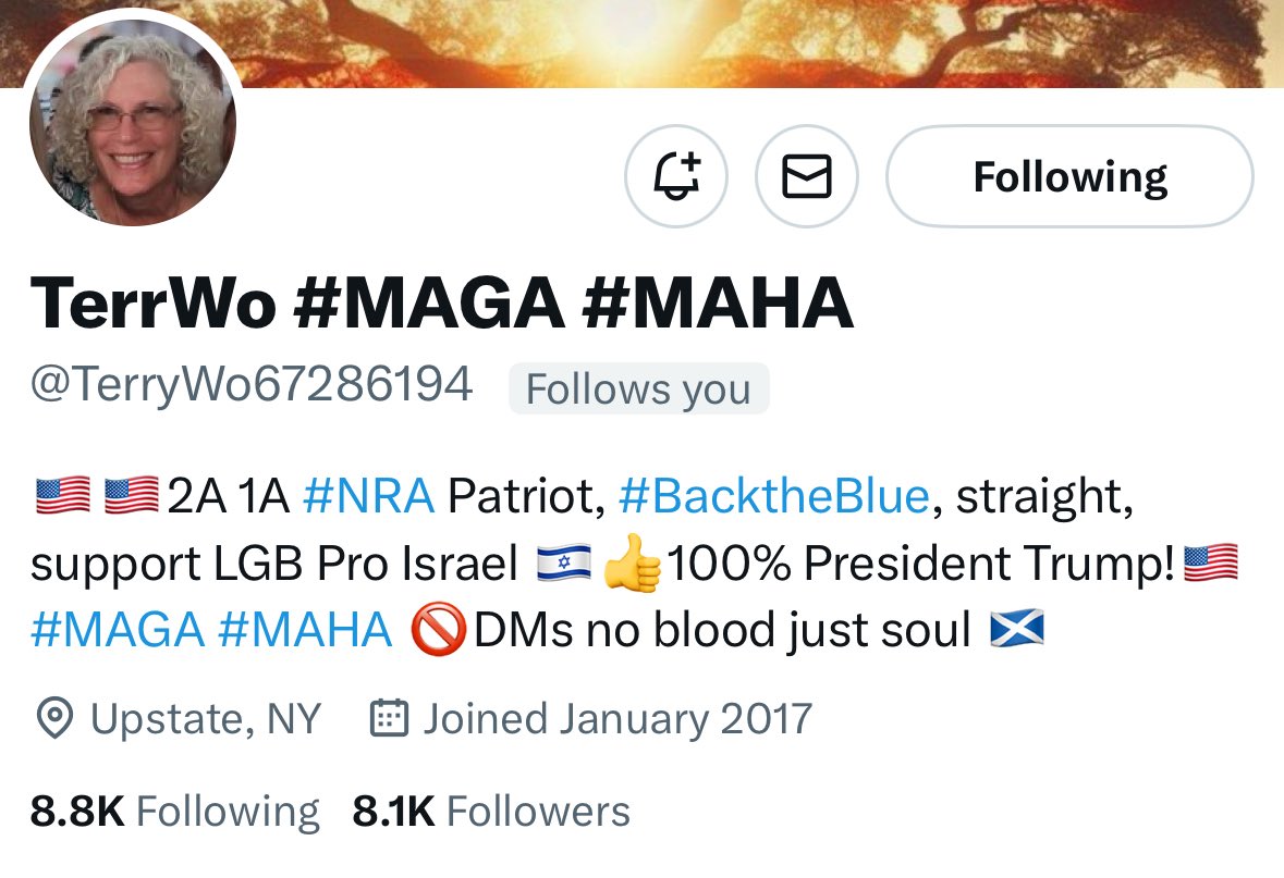 Steeler4ever (@steeler4ever79) on Twitter photo Another great patriot looking for more friends.
<a href="/TerryWo67286194/">TerrWo #MAGA #MAHA</a> will connect back.
πππ Another great patriot looking for more friends.
<a href="/TerryWo67286194/">TerrWo #MAGA #MAHA</a> will connect back.
πππ