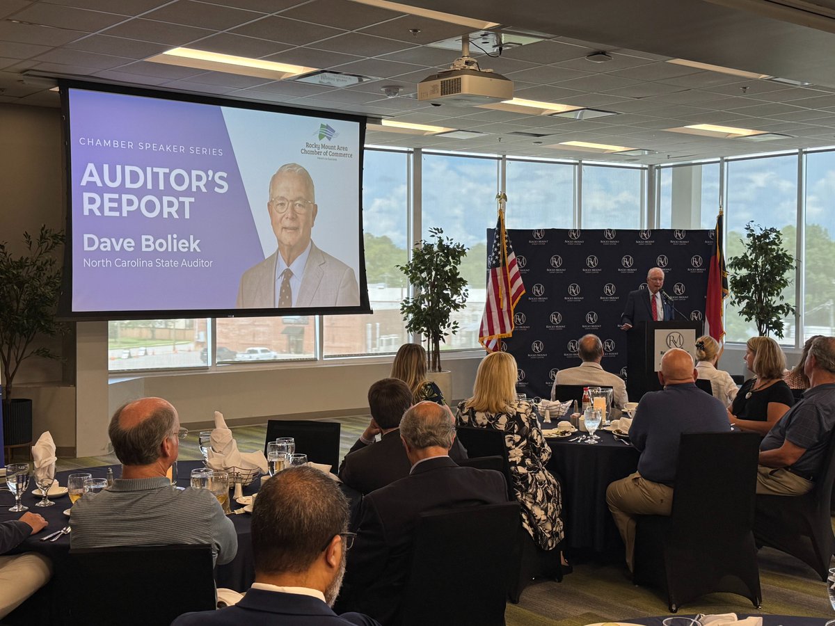 State Auditor Dave Boliek (@ncauditorboliek) on Twitter photo Enjoyed speaking to the Rocky Mount Area Chamber of Commerce today, where I discussed how a more efficient & accountable government is good for local business communities!
Thank you to <a href="/RM_Chamber/">Rocky Mount Area Chamber of Commerce</a> President David Farris for the invitation. It was a pleasure to be with former NC Enjoyed speaking to the Rocky Mount Area Chamber of Commerce today, where I discussed how a more efficient & accountable government is good for local business communities!
Thank you to <a href="/RM_Chamber/">Rocky Mount Area Chamber of Commerce</a> President David Farris for the invitation. It was a pleasure to be with former NC