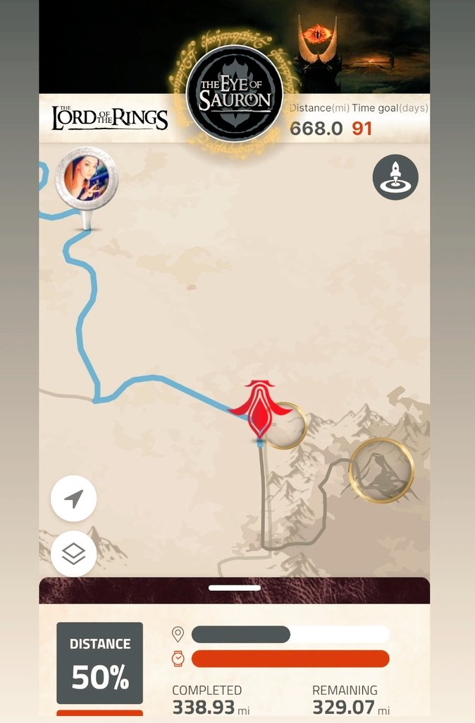 Officially halfway done with section four out of five in the

⚔️LOTR Walking Challenge⚔️