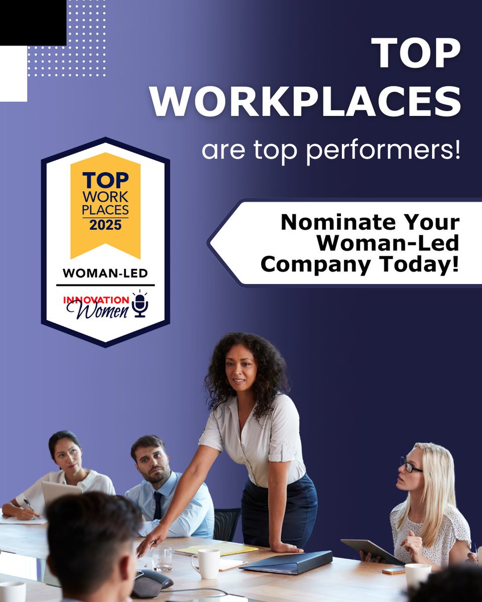 LionessMagazine's tweet image. The Woman-Led #TopWorkplaces awards celebrate women in leadership and workplaces where employees feel valued.🤝 Work for a great place? Nominations are open: TopWorkplaces.com/nominate/innov…
#womanled @TopWorkplaces @WomenInno