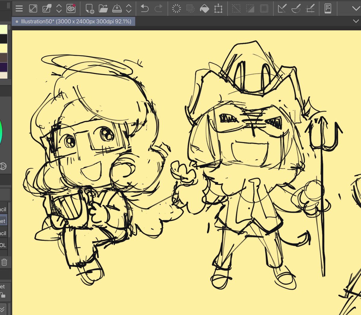 sacriou's tweet image. These were on the same canvas, I was trying to draw my favorites together lol