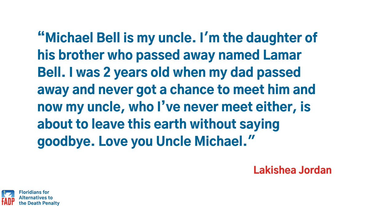 FADPorg's tweet image. Michael Bell's brother, Lamar Bell, was killed in 1993. His daughter Lakishea has shared the following statement with us ahead of her uncle's scheduled execution.