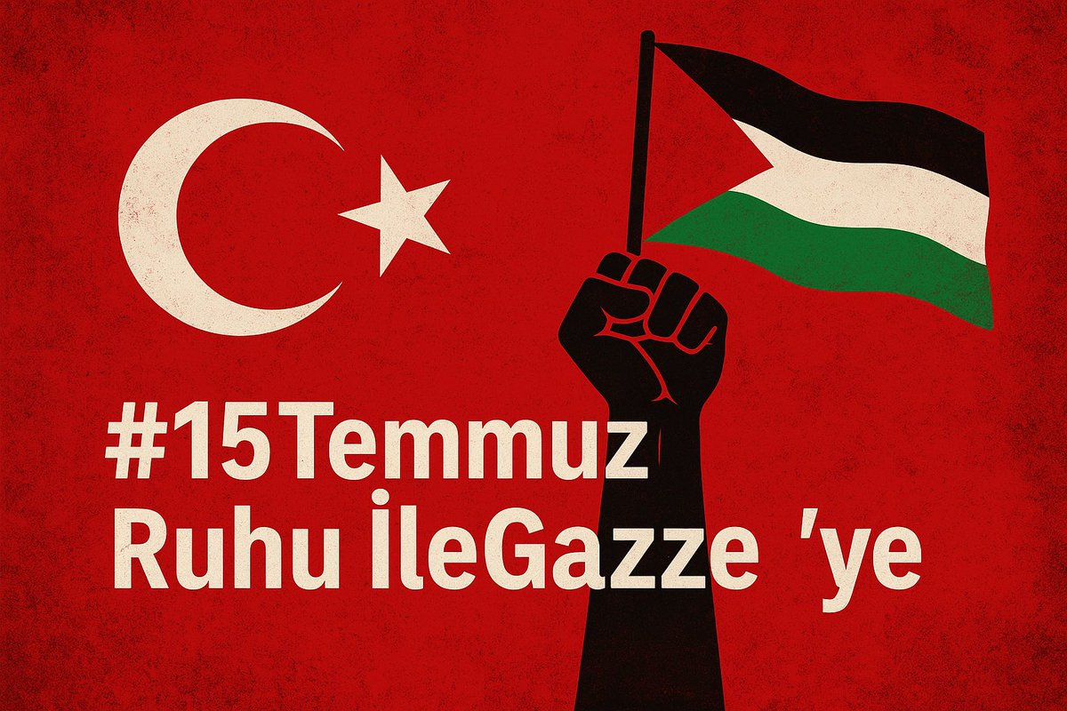 15 Temmuz’da tanklara karşı durdu yürekler, 

Bugün o ruh, Gazze için dirilmeli!
Müslüman coğrafyalar sessizliğe gömülürken, biz sustukça değil, direndikçe insan kalırız.

Gazze için, insanlık için, çocuklar için yeniden ayağa kalkma vaktidir.

#15TemmuzRuhuİleGazzeye