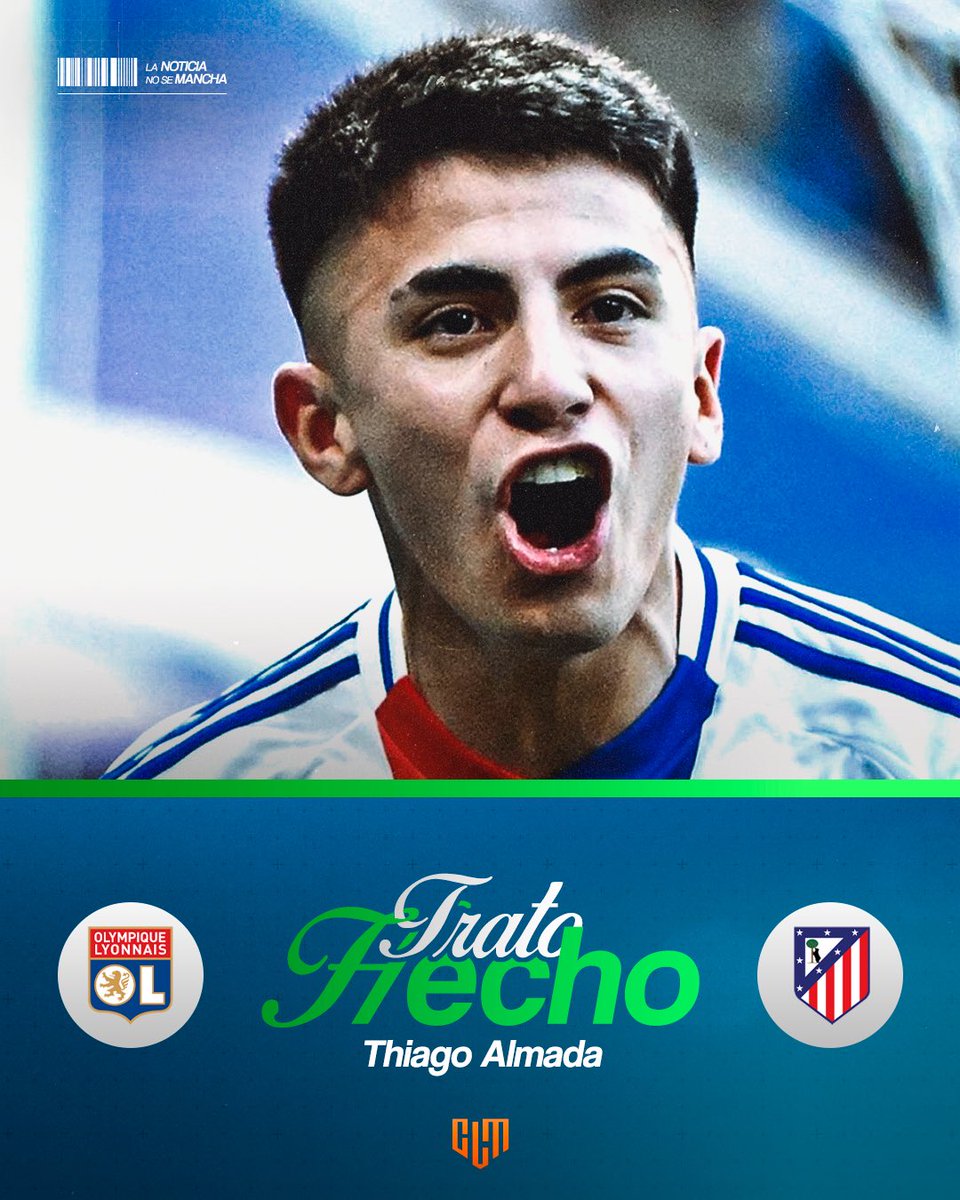 🚨Thiago Almada es nuevo refuerzo del Atlético Madrid. 
*️⃣El club compra su ficha en €40M al Lyon, como adelantó @fabrizioromano. 
*️⃣El futbolista firmará contrato hasta junio de 2030. #TratoHecho