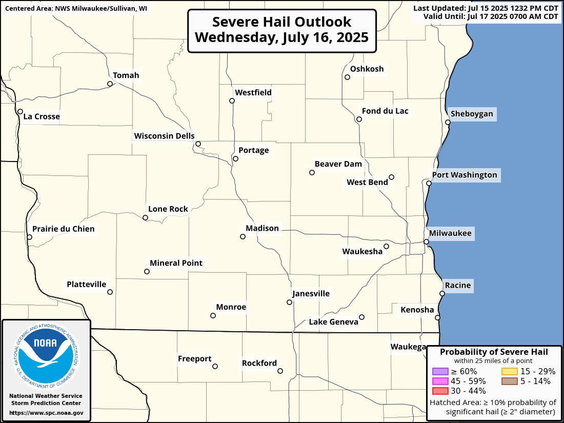 WaukeshaAlerts's tweet image. There is an elevated chance of severe weather tomorrow afternoon, all of Waukesha County is in a Level 2 of 5 severe risk. Instability will be moderate and upper level shear will also be moderate. Low level shear will be on the lower end which could cause storms to be somewhat…