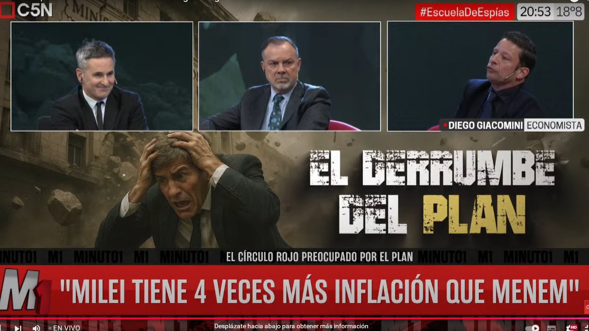 "Milei tiene 4 veces más inflación que Menem" 

Diego Giacomini  
en #C5N  #EscuelaDeEspías