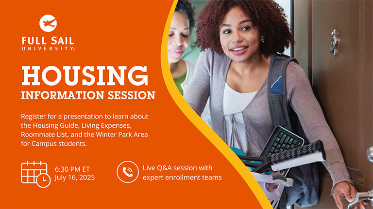 This helpful webinar for students planning to pursue degrees on campus will feature a presentation followed by a live Q&amp;A session with experts from our housing and admissions teams.

Jul 16, 2025 | 6:30PM ET

Register: fullsail.zoom.us/webinar/regist…