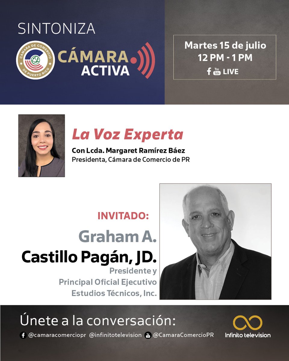 🎙️ En #LaVozExperta de Cámara ACTIVA, la presidenta de la CCPR, Lcda. Margaret Ramírez Báez, conversó con Graham Castillo (Estudios Técnicos) sobre los retos del nuevo año fiscal. 📉💬

📌 “Puerto Rico tiene una agenda pendiente con sus empresarios. Es hora de integrarnos mejor