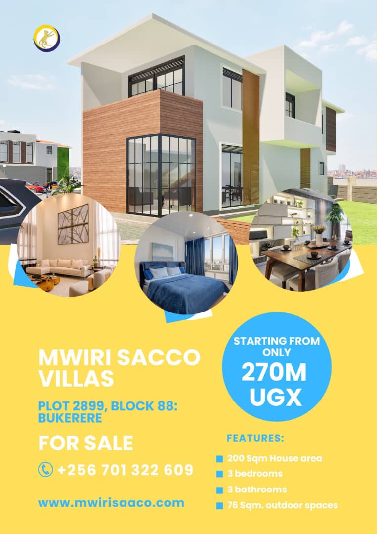 Own a fully self-contained house at Mwiri Sacco Villas in Bukerere from as low as 270 million UGX. Contact us at +256-701322609 to achieve your homeownership goal