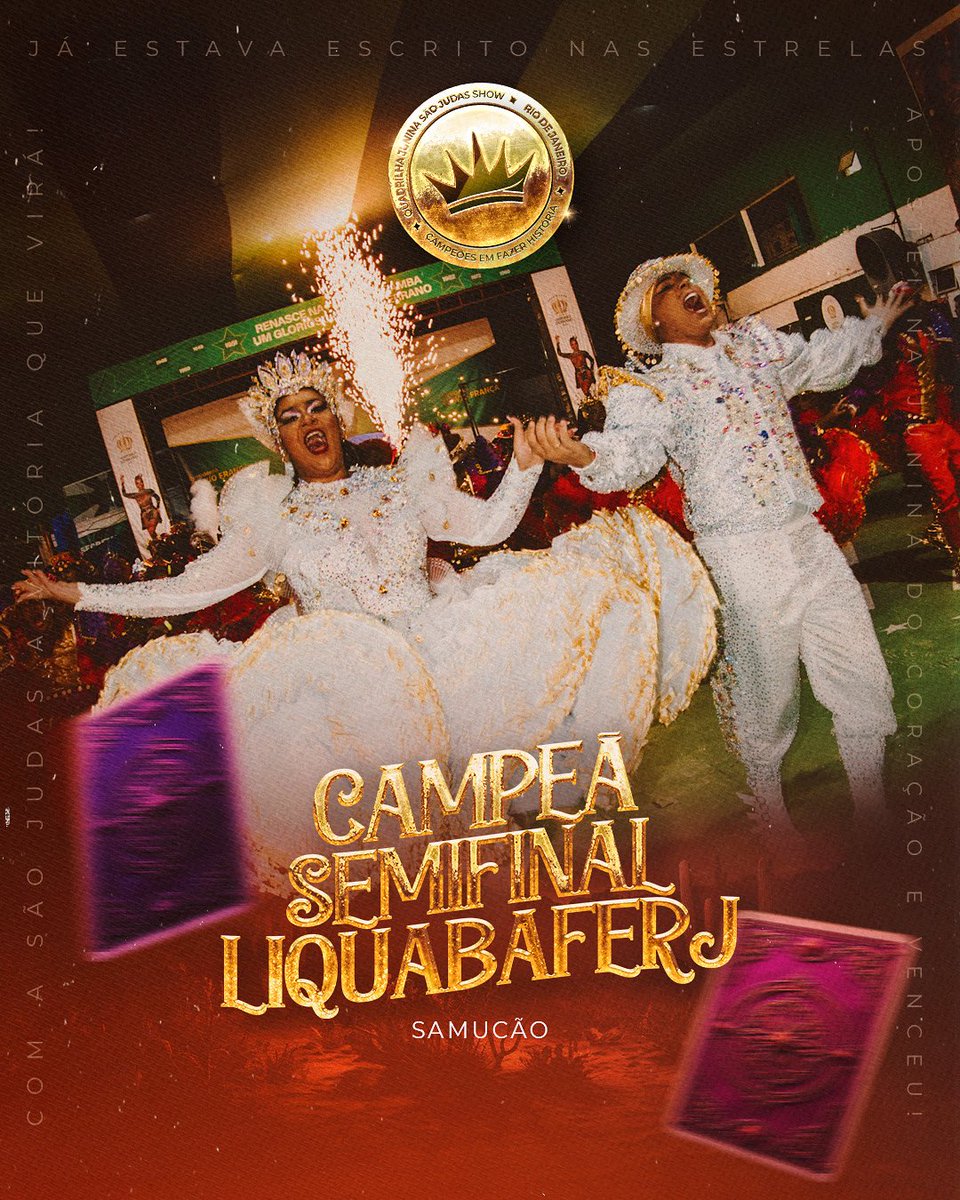 saojudasshowOFC's tweet photo. E pra fechar a trinca… CAMPEÃ DA SEMIFINAL LIQUABAFERJ 🔥

ANARRIÊ ALAVANTÚ NO SAMUCÃO, um lugar especial que amamos dançar e consideramos nossa casinha, por ter uma energia especial, única e várias conquistas nesse solo sagrado 🧡🥹

E você, tá esperando o que pra assistir?! https://t.co/x4Agk4ASw9