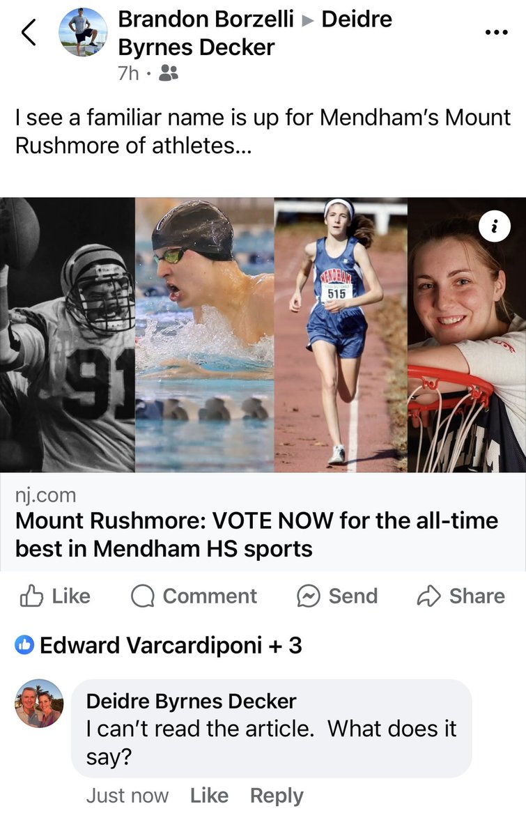 BCdee97's tweet photo. One of my HS friends posted this on my Facebook page today. I have had an awful day…so it’s like one God closes a door, he opens a window moment…made me feel better…🥹❤️💙 #Mendham #Soccer #Softball
You can vote for me, although it will cost you to read the article and vote at the end…
