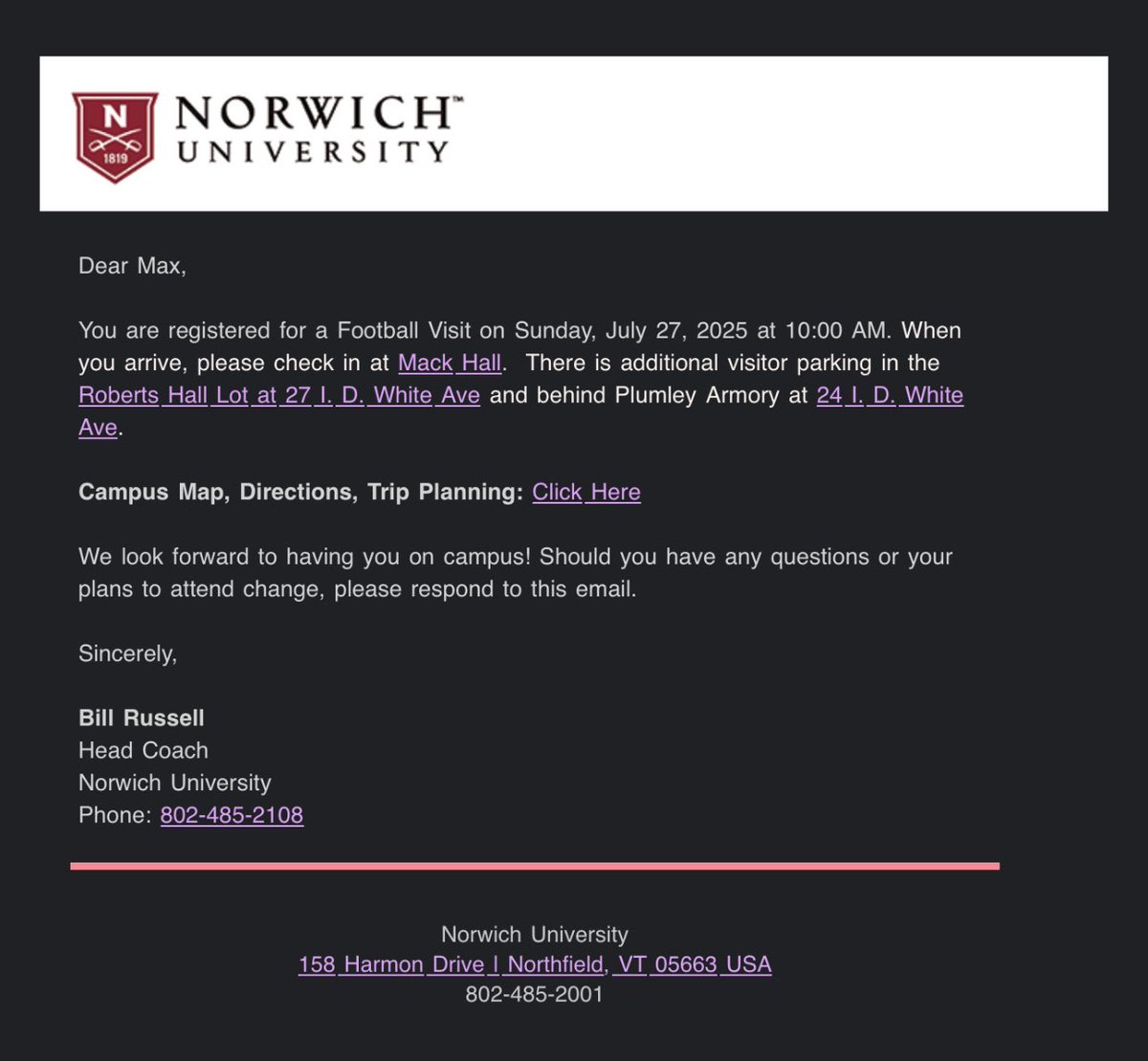 Looking forward to visiting <a href="/NorwichFB/">Norwich Football</a> and <a href="/CoachRLiddy/">Ryan Liddy</a> 🏈🏈🏈 
#keeppumping <a href="/coachiannacone/">Nick Iannacone</a> <a href="/DaytonBulldogFB/">Jonathan Dayton Football</a>
