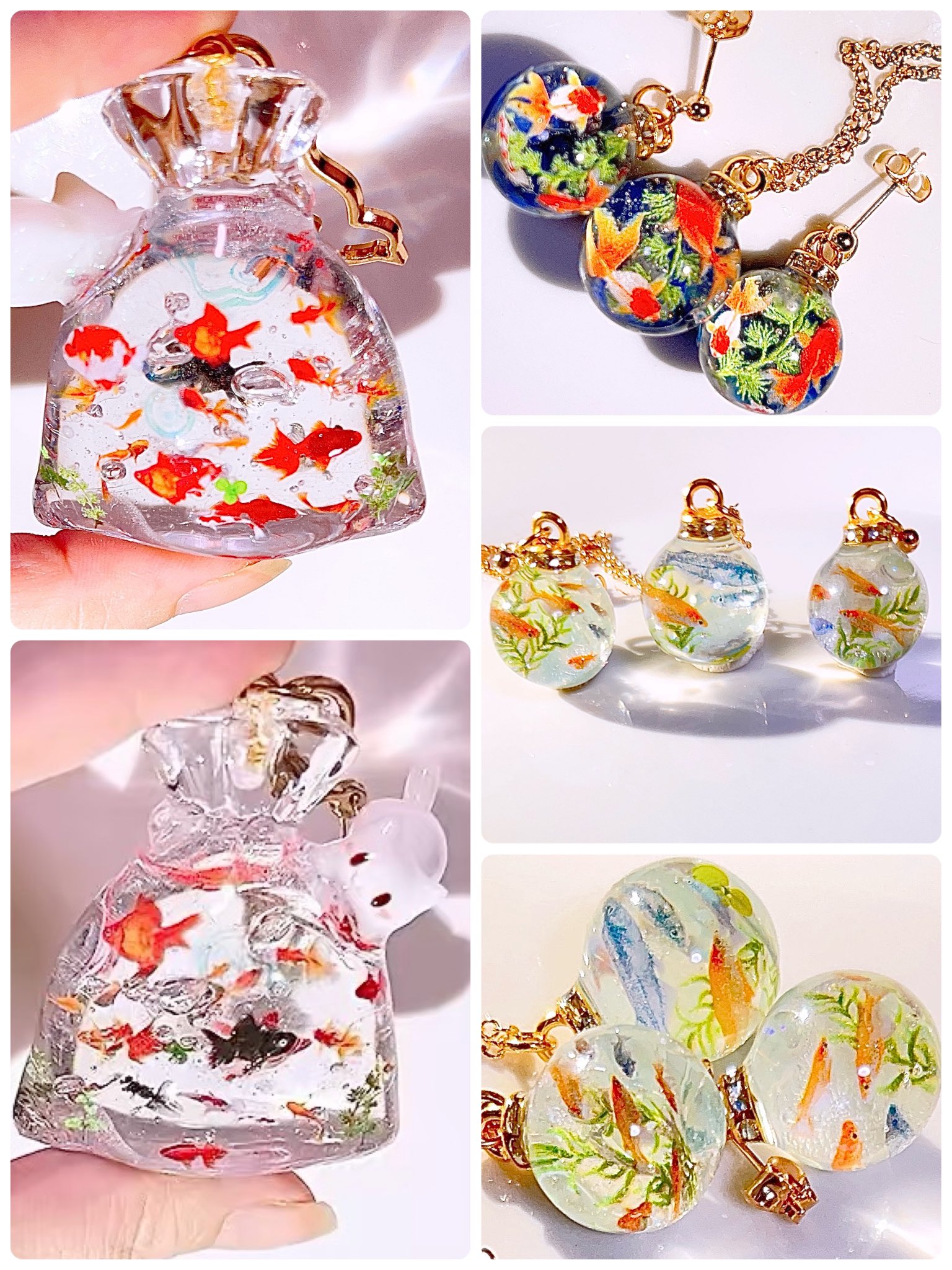 ハンドメイド作家 PARU HIMA様　きらくま アクセサリーセット new accessory 𓅸. 透明感のあるカラーブロックパーツと