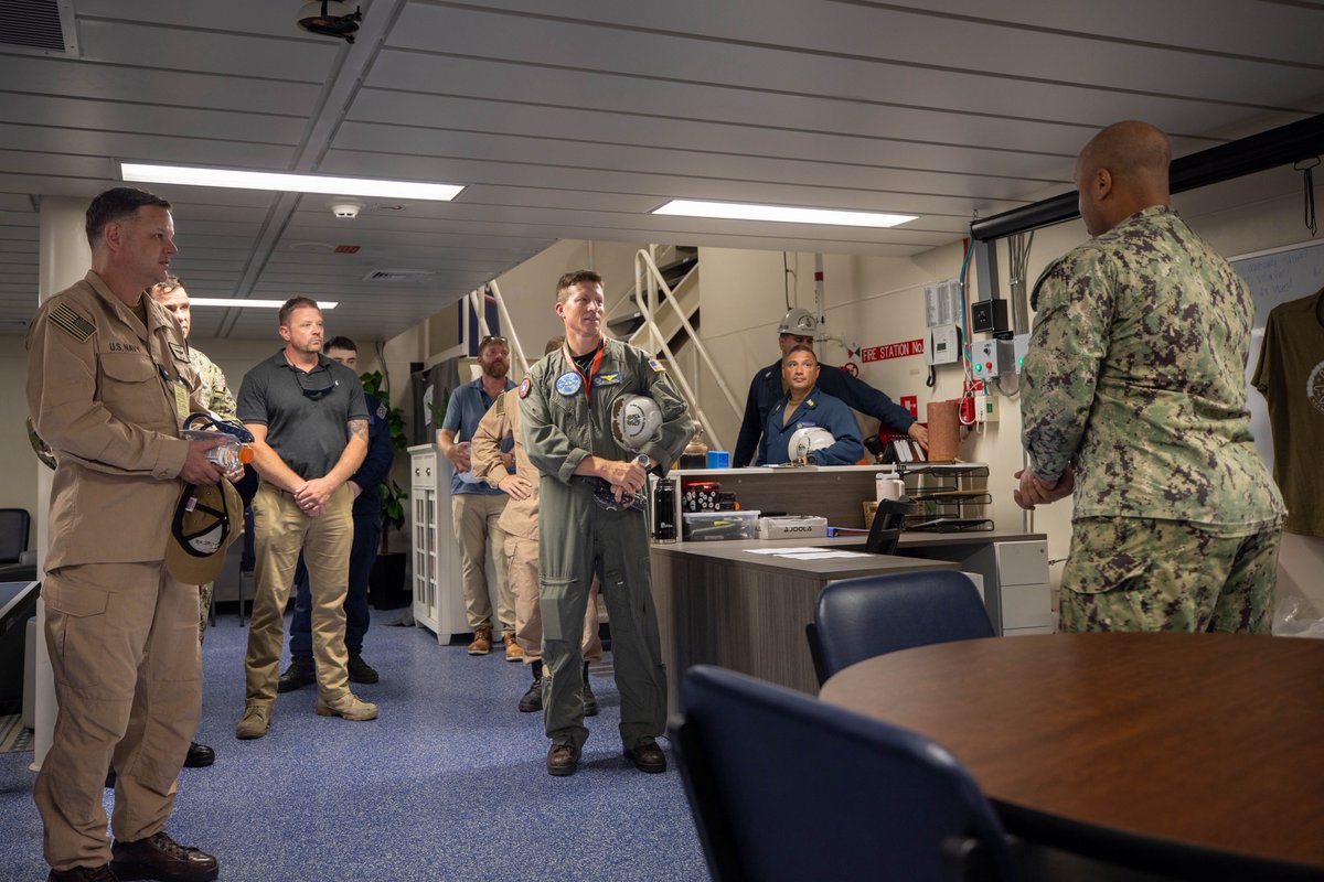 Last week, IKE hosted Rear Adm. Kavon Hakimzadeh, Commodore, Norfolk Naval Shipyard, and Rear Adm. Matthew Duffy, Director, Maritime Headquarters. The visit addressed IKE’s shipyard progress and assessed the quality-of-life aspects of the berthing barge.

#GreaterEachDay