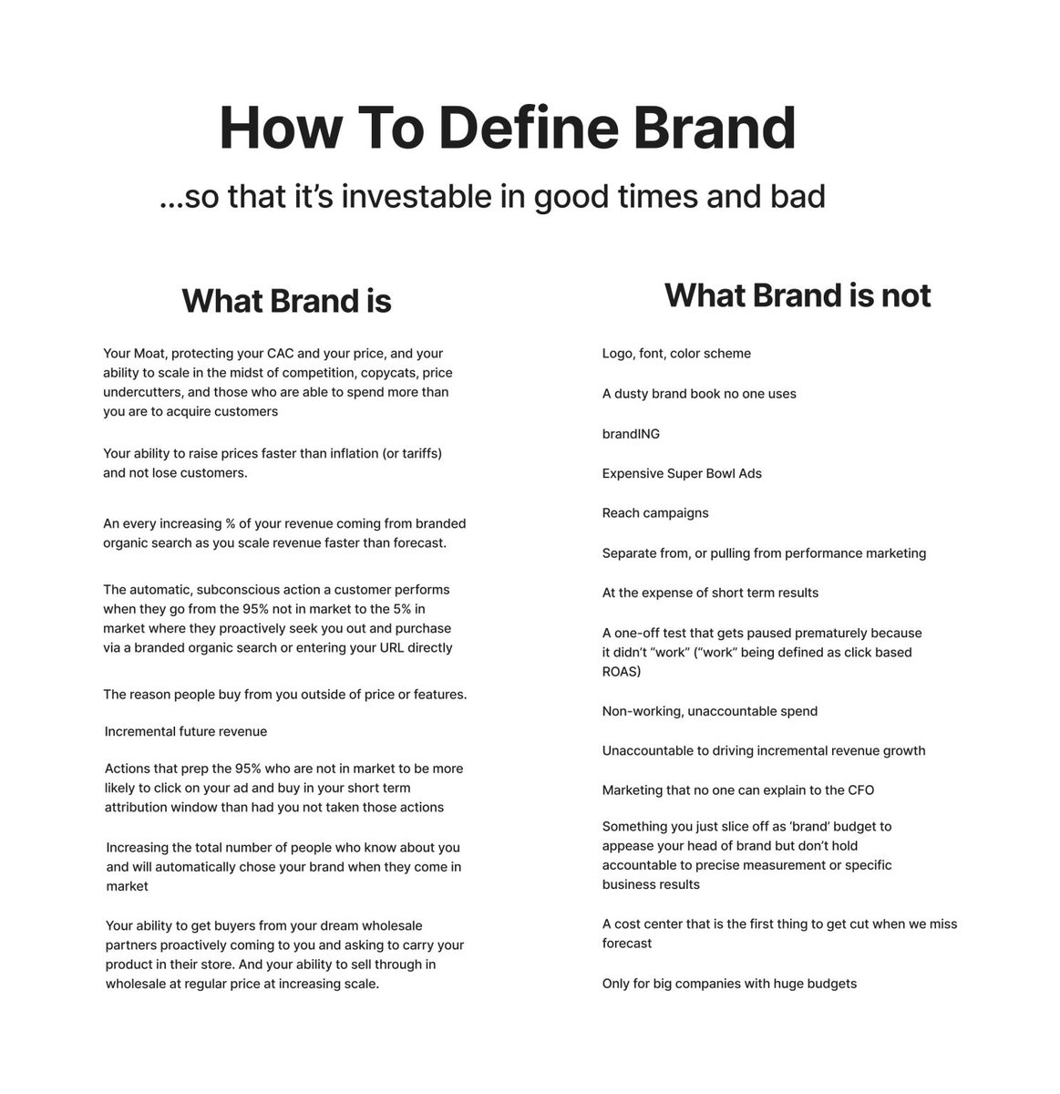 My biggest regret from the early days?

Cutting the wrong areas of spend when times got tough.

Reverting to what felt 'safe' and 'accountable' and 'measurable' seemed right, but it was executed badly.

I learned that definitions become extremely important during market