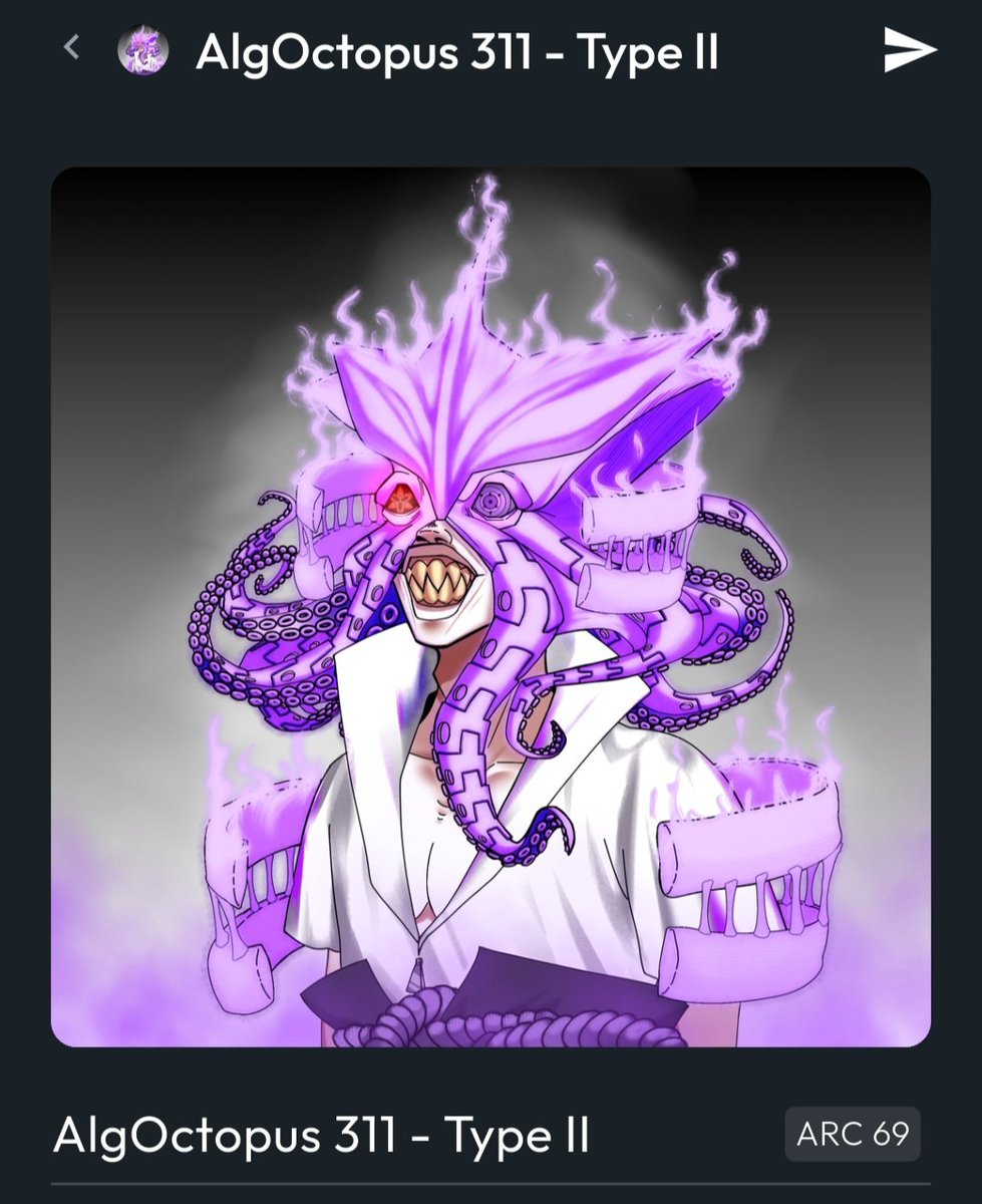 Spacolie's tweet photo. @AlgOctopus custom type 2 secured ! Had to match the brother naruto and went wit sauske ! Love how it turned out shoutout to @StaxxOnDexx such a dope piece! @Shaelstrom @Meowlgo @BreadHead_Gang #Algo #NFTs https://t.co/Fp8xk7L9jW