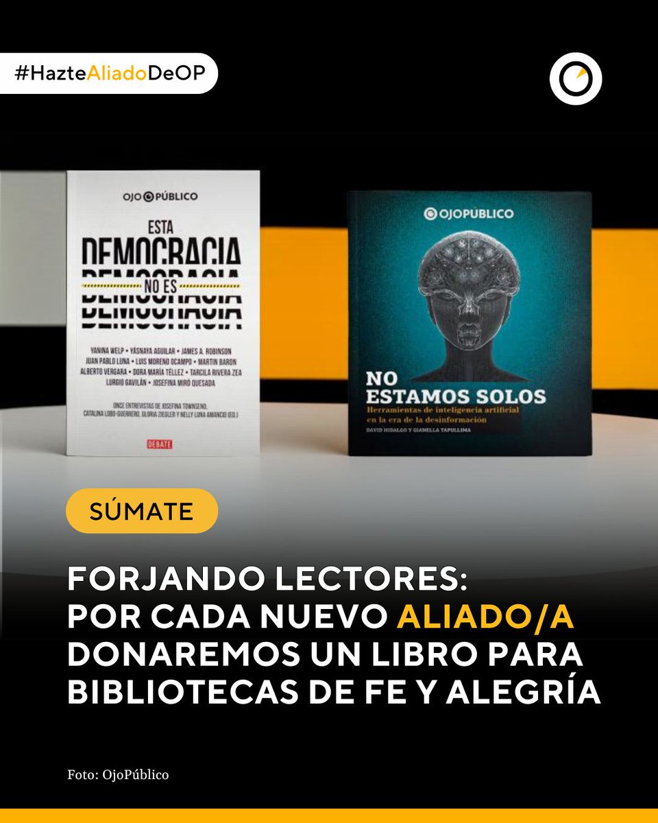 🔴En tiempos de autoritarismo, una ciudadanía informada puede cambiar el rumbo del 2026. Por eso, hasta el 31/07, apoya nuestra campaña con doble propósito:

🗳️Fortalecer nuestra cobertura electoral.
📚Donar libros sobre democracia a <a href="/FeyAlegriaPeru/">Fe y Alegría Perú</a>.
👉 bit.ly/HazteAliadoOP 👈