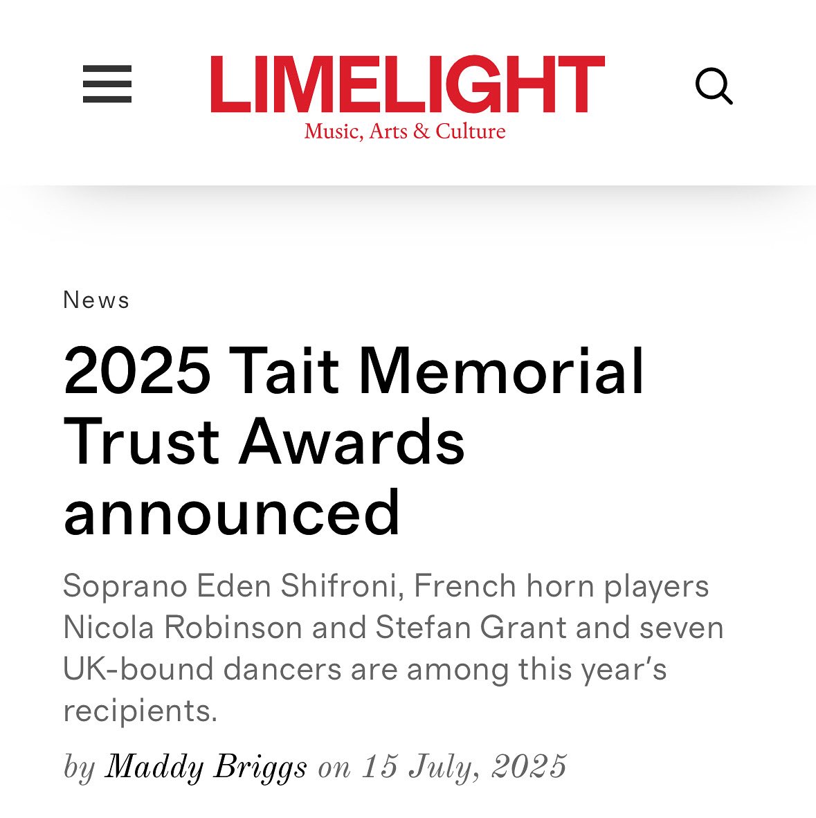 🎉 The 2025 Tait Memorial Trust Awards are out, with £91,000+ awarded to support talented Aussie &amp; Kiwi musicians and dancers heading to the UK—including Eden Shifroni, Nicola Robinson, Stefan Grant &amp; more!
Full story via @LimelightEd:
limelight-arts.com.au/news/2025-tait…?
#TaitTrust