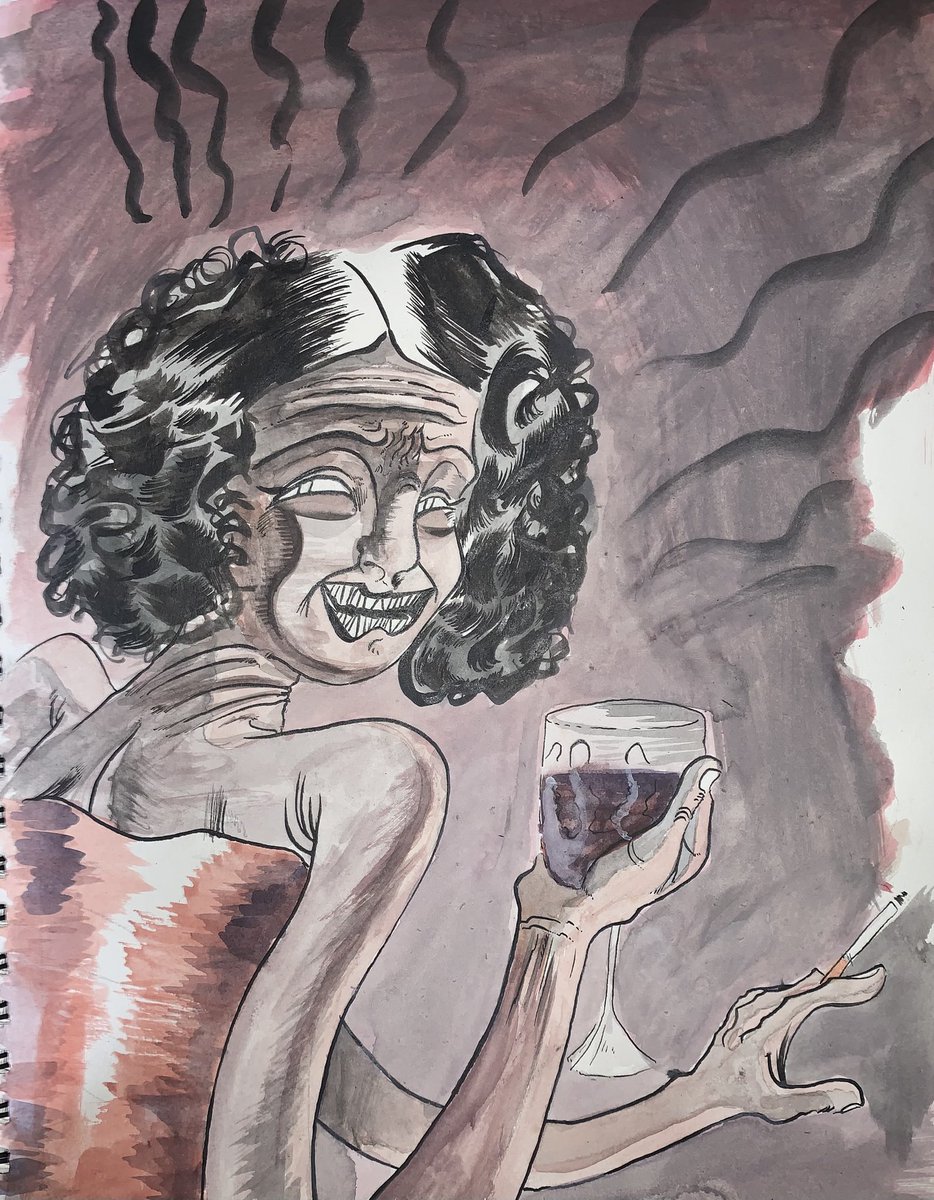 Hyperjamster's tweet image. Some ink and watercolor drawings I made throughout the week, haven’t done this since high school so it’s nice to finally get the hang of it