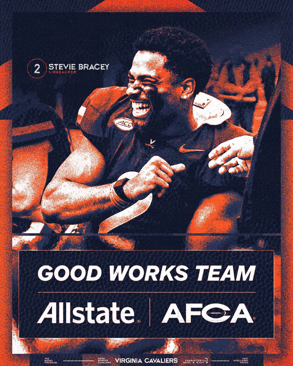 Virginia Football (@uvafootball) on Twitter photo ๐๐๐ซ๐ฏ๐ข๐๐ in the community
Our nominee for the 2025 Allstate AFCA Good Works Team <a href="/Stevie_Bracey/">Stevie Bracey</a>
#GoodWorksTeam #GoHoos ๐ถโ๏ธ๐ท ๐๐๐ซ๐ฏ๐ข๐๐ in the community
Our nominee for the 2025 Allstate AFCA Good Works Team <a href="/Stevie_Bracey/">Stevie Bracey</a>
#GoodWorksTeam #GoHoos ๐ถโ๏ธ๐ท