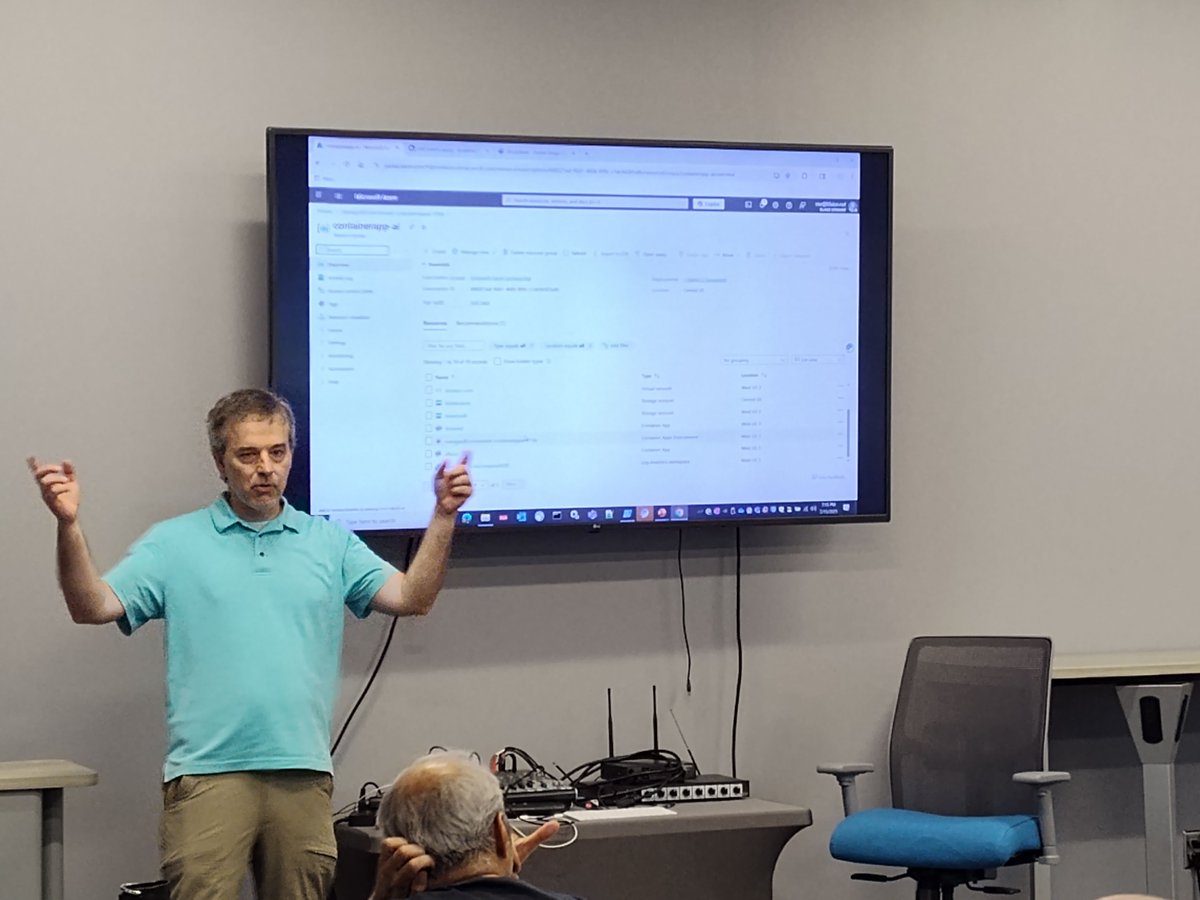 AtlCloudCon's tweet image. Amazing presentation tonight by @theonemule on Building AI-Powered Apps on Azure Container Apps. He always draws a big crowd! Check us out next month for 0 to 100: Migrating to Entra joined devices meetup.com/azure-in-the-a…