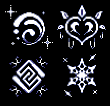 pwitchxl's tweet photo. Are those genshin impact designs??
#GenshinImpact #Genshin #pixelart #art #pixelartist #design #simplistic https://t.co/yK9RXv8MSk