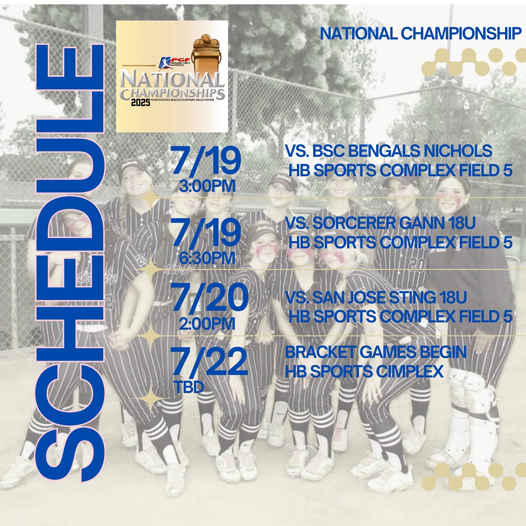 One last trip to Cali. But this time they made it into the PREMIER division at @pgfnetwork Nationals. They will get to play the best of the best one last time together.