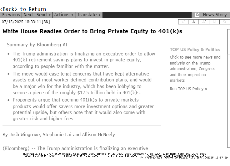 spomboy's tweet image. To date, I've generally agreed with the administration's policies. But this is a huge miss in my view. It has disaster written all over it. Look no farther than the frantic efforts PE firms are making to give retail investors the 'opportunity' of access. Code for: we've run…