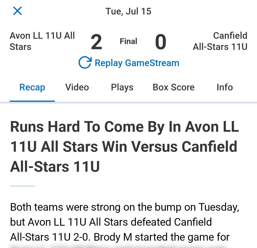 Avon defeats Canfield tonight!!!