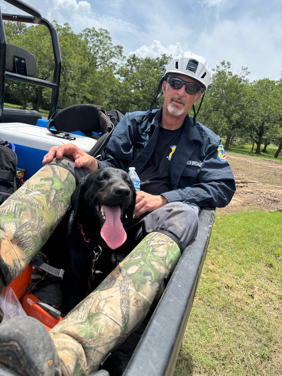 MnDPS_DPS's tweet image. Minnesota Task Force 1 is continuing its important work in Texas. Today they were reassigned to the Kerr County area. The terrain and heat, along with the threat of snakes and fire ants, have been hard on the dogs. But everyone is resting and hydrating and staying safe.