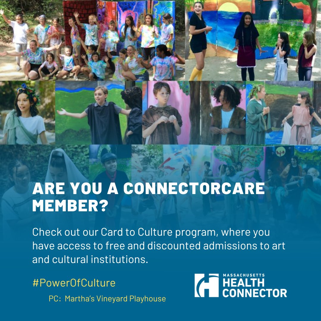 HealthConnector's tweet image. 🎉Staycationing this summer? Massachusetts Health Connector ConnectorCare members can get discounted or free access to amazing, affordable cultural institutions and events throughout MA with @masscultural Card to Culture program! Explore locations at mahealthconnector.org/connect-to-cul…