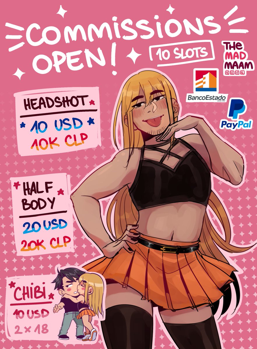 Themadmaam's tweet photo. ✨#CommissionsOpen ✨ 

🟢Si Hago! OC, fanart, gente real, furros, sonas, shipps, armaduras simples, outfits variados y nsfw!
❌No hago! Mecas, diseños con demasiados detalles

Más info y ejemplos en el hilo ⬇️⬇️⬇️ https://t.co/GckS7mlZKn